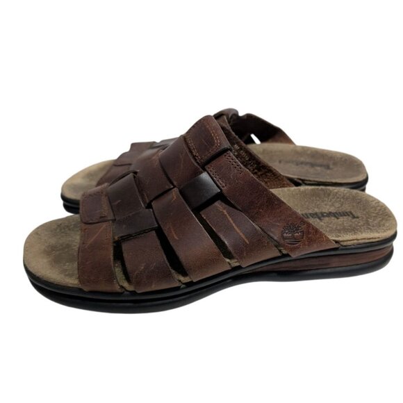 Timberland Fisherman Sandals Womens Brown Leather Slide Clairemont Mule Size 8 - Picture 1 of 7